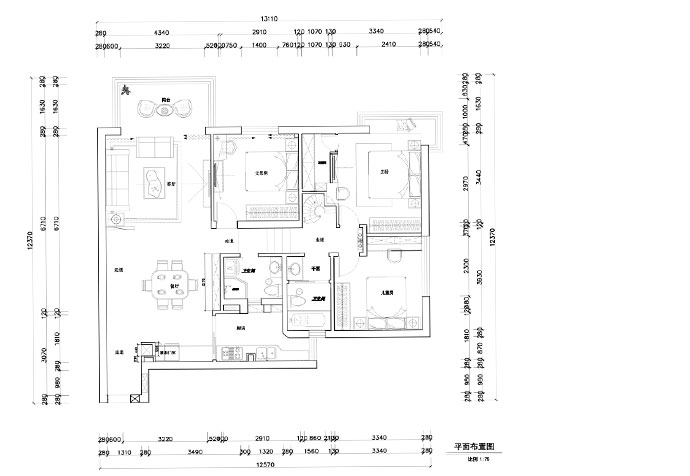 普陀區(qū)中遠(yuǎn)兩灣城136㎡公寓新中式風(fēng)格裝修