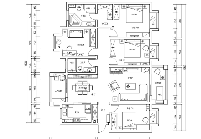 閔行區(qū)一品漫城（三期）148 m2新中式設計