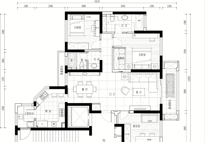 徐匯區(qū)漓江花園135㎡簡歐風(fēng)格