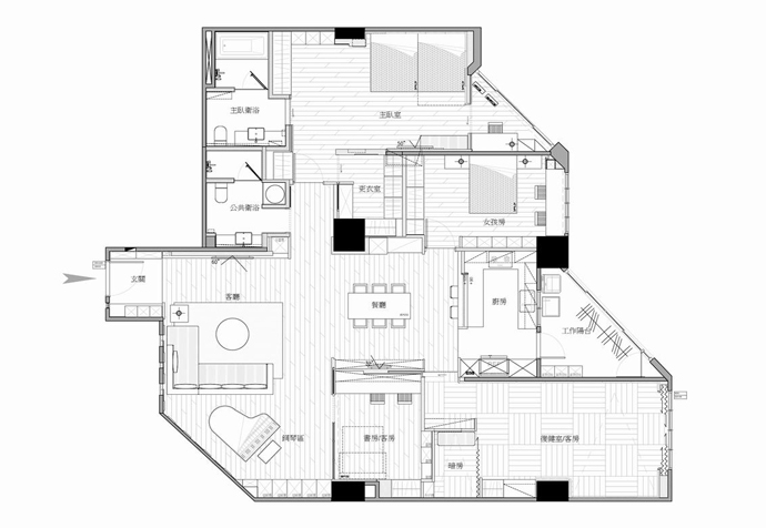 徐匯區(qū)愛建園150㎡公寓北歐風(fēng)格裝修